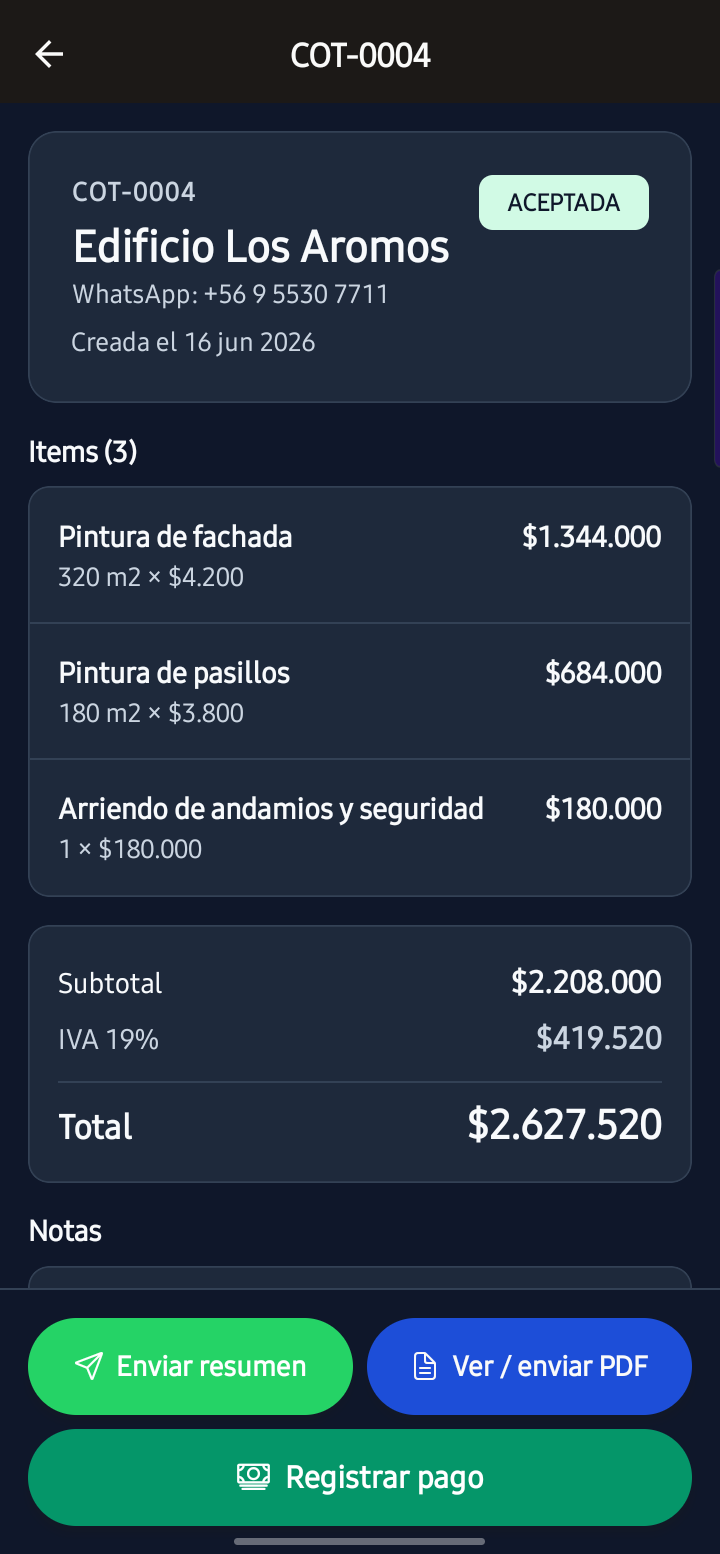 Cotización en Cotiser